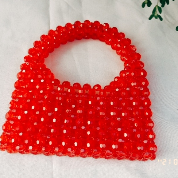 Red Mini Crystal Beaded Handbag - Picture 2 of 4